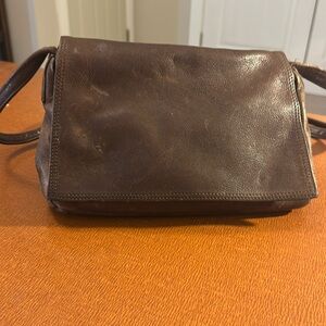 Brown Leather Shoulder or Crossbody Bag by Libaire California. Made in USA.